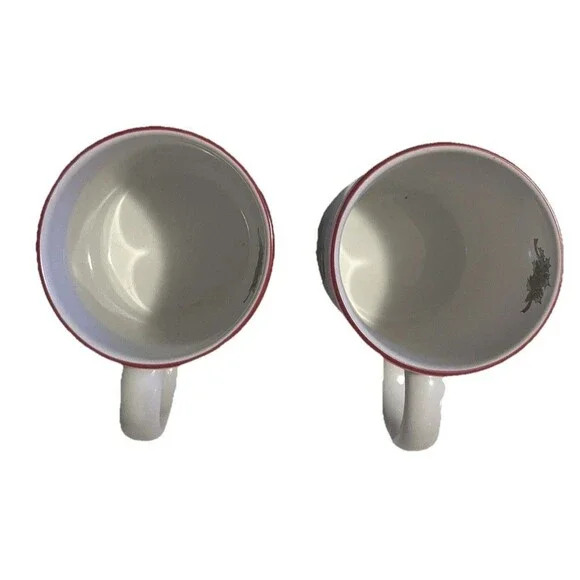 Set of  Two Vintage  Snowman by Salem China Christmas Holiday Red trim Mugs - Picture 6 of 15